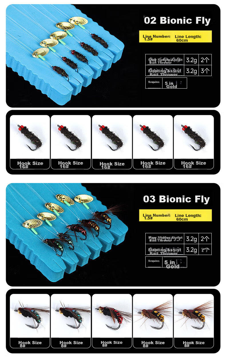 Xionghuo Lure Fly Hook with Casting Aid, Mosquito Bait, Melon Seed, Spoon, Pre-Tied Line Set, Baotiao Maokoukou Mouth Fishing Kit 3