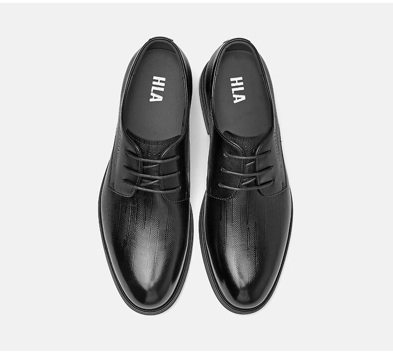 HLA Men's Leather Shoes, Business Formal Wear, Comfortable Wedding Groom Derby Shoes HAAPXM2FBA242, Black, Size 40 29