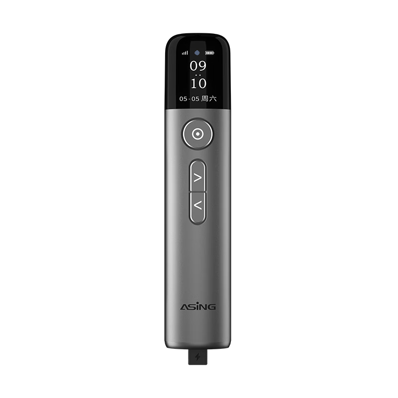 ASiNG A9 Pro Dual Laser Page-Turning Pen, Multifunctional Projection Pointer for Teachers, LCD Screen LED Magnification Highlighting Digital Laser Time Display Countdown, 32GB Memory