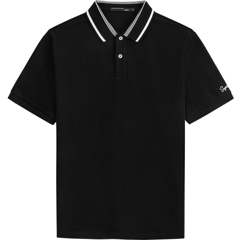 GXG Men's Clothing, Summer Multi-Color Men's Embroidered Polo Shirt with Collar, Short Sleeve, Black, 175/L