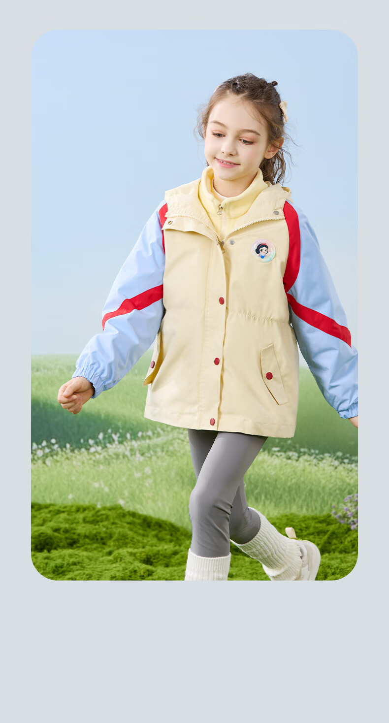 Disney Girls' Outdoor 3-in-1 Windproof Jacket Spring and Autumn Coat for Kids DS001 Purple Size 120 11