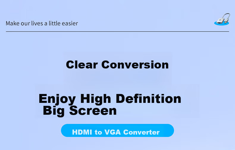 HP HDMI to VGA Converter with Audio And Power Supply, High-Definition Video Adapter, for Desktop Computers, TV Boxes, Handheld Games, PS5, Connecting to Monitors And Projectors for Large Screens 1
