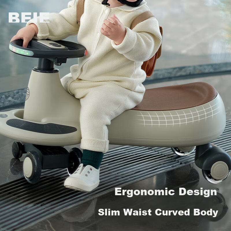 Детский электромобиль Beiyi Classic Twist Car, для детей от 1 до 6 лет, с музыкой и светом, цвет хаки