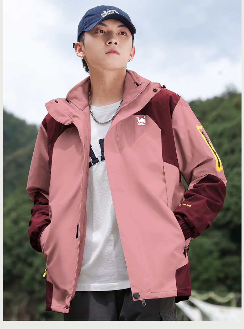 EASTERN CAMEL Couple's Three-In Outdoor Jacket for Men And Women with Detachable Windproof Layer, Black Three-In 3XL 23