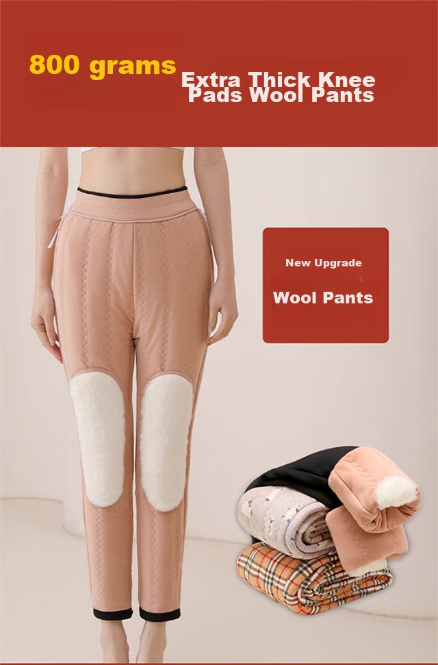 LangSha Wool Thermal Pants for Women, Outdoor Wear, Winter, Extra Thick, Cold-Resistant, Knee Protection for Northeast China, Thick High-Waist Large Size Cotton Pants, Base Layer Pants 1