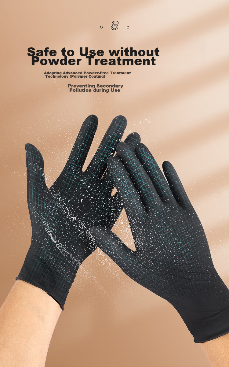 AMMEX Disposable Nitrile Gloves, Thickened And Durable, Non-Slip, Oil-Resistant, Acid And Alkali Resistant, Industrial Repair, 100 Pieces/box, Black GPNBC, Medium Size 11