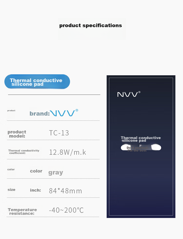 NVV Thermal Pad, 100 Pieces, Silicone Grease Pad, Heat Dissipation Sticker, Solid State Drive Graphics Card Memory North Bridge Cooling Pad, TC-100Z 8