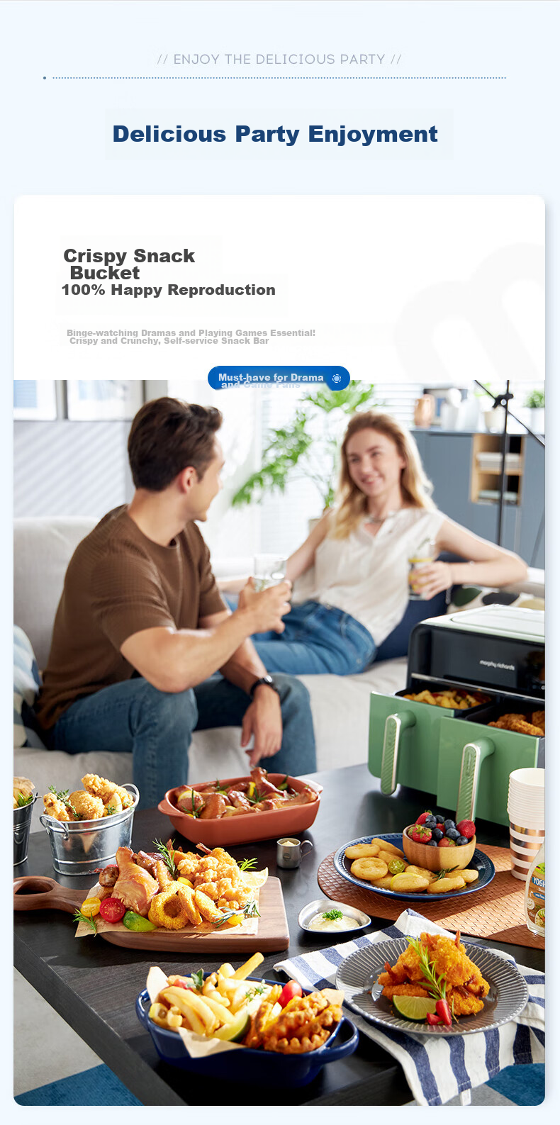 Morphyrichards Air Fryer for Home Use, Dual Compartment 8L Large Capacity, 14 Recipes, 720° Hot Circulation, Double-Bottom Multi-Functional Air Fryer And Oven, MR8100 Gree 17