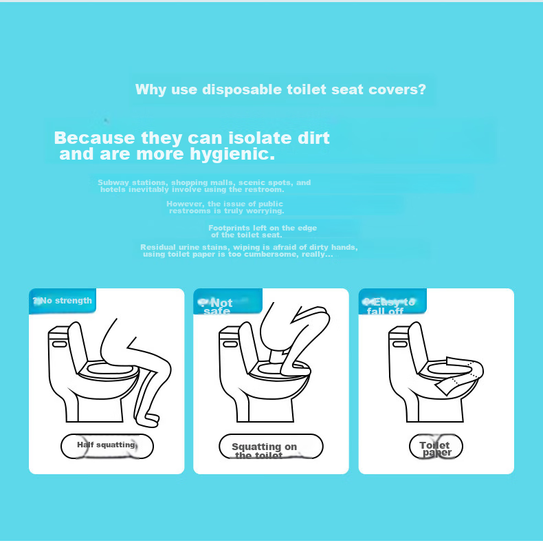 NOLANSEND Disposable Extended Toilet Seat Covers, Sterilized Grade, for Pregnant Women And Home Use, Portable for Travel, Blue, 10 Pieces Individually Wrapped 3