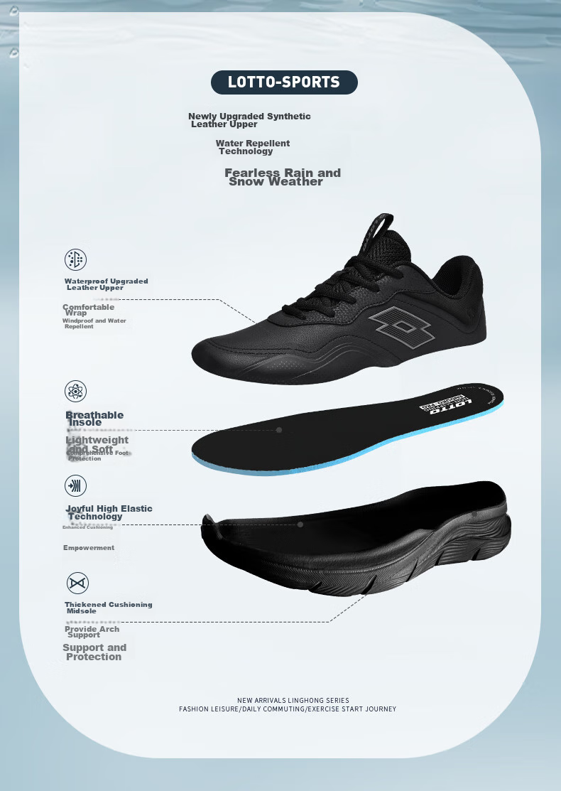 LOTTO Running Shoes for Men, Autumn Sports Casual Shoes, Shock-Absorbing And Rebound Running Shoes for Men, 1170P Black, Size 39 3