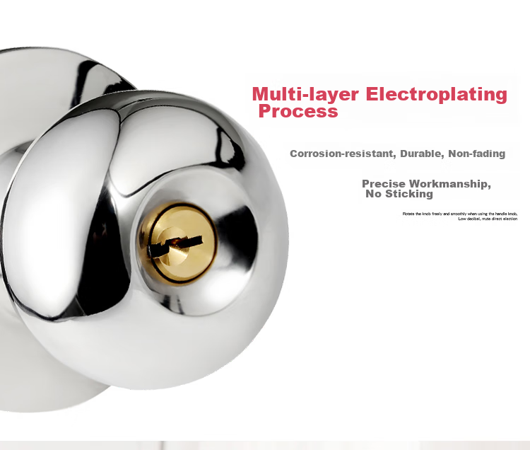 BLOSSOM Spherical Lock Stainless Steel Ball Lock Interior Door Lock Wooden Door Lock Bathroom Door Lock 5791 Silver 5