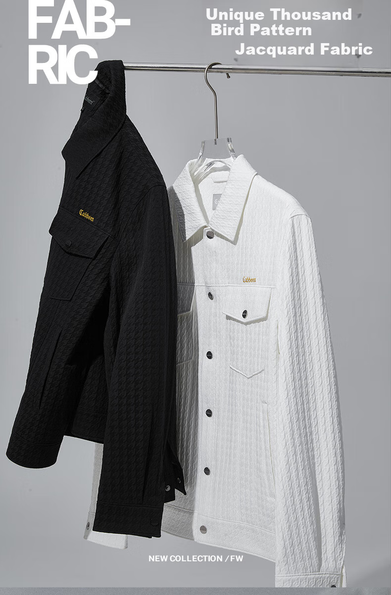 CABBEEN Houndstooth Texture Jacket 24 Autumn Coat LOGO Embroidery Streetwear Coal Black 01 52 5