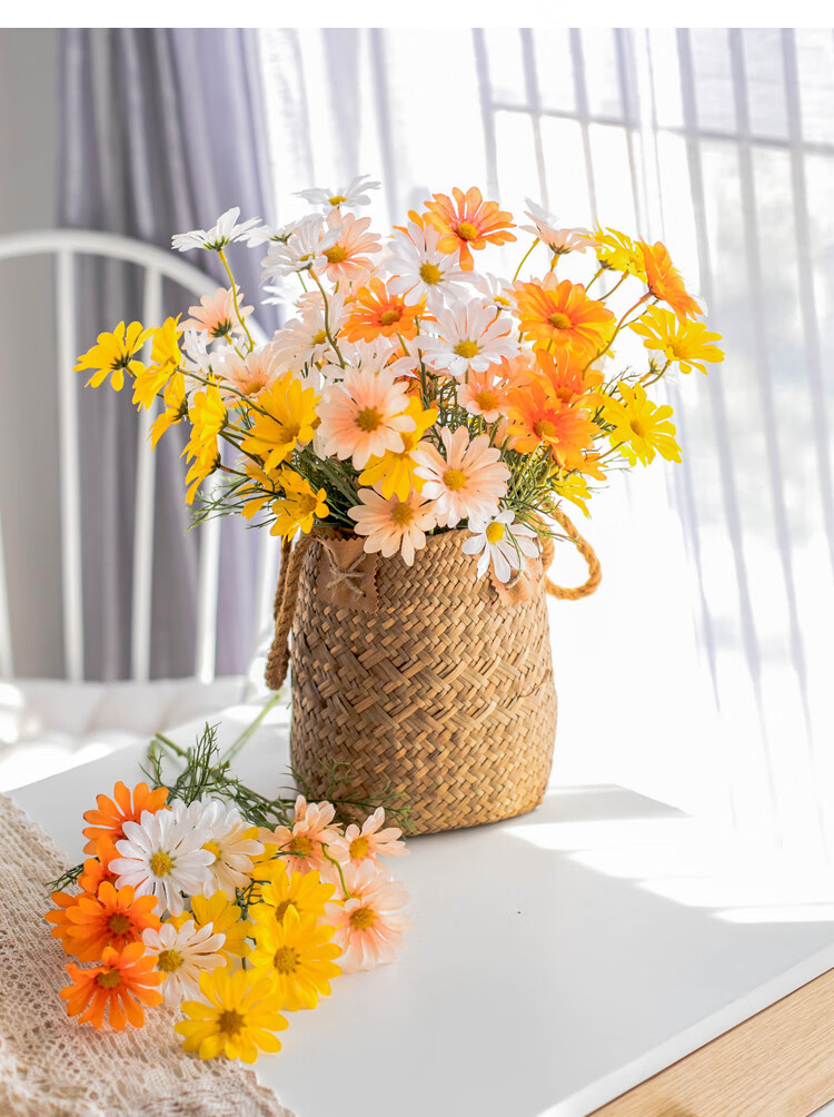 SUGER LOVE Artificial Flowers, Cacalia, 2 Stems, 50cm, Simple Living Room Decoration, Bouquet, Flower Vase, Floral Arrangement 10