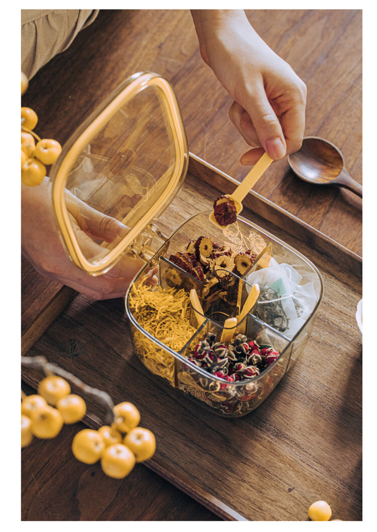 Shuke Ginkgo Integrated Multi-Compartment Spice Container, Kitchen Household Salt Shaker, Seasoning Jar, Dispensing Bottle Combination Set, Seasoning Box 4