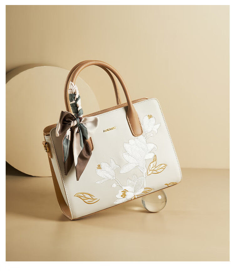 Aokang Women's Handbag, Trendy Cowhide Embroidered Tote Bag, Light Luxury Crossbody Shoulder Bag, Birthday Mother's Day Gift for Mom Or Wife 5