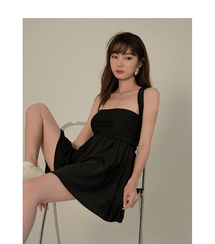 OMOM Conservative One-Piece Swimsuit for Women, Summer Fairy-Like Korean Style, Slimming And Flattering, for Students, Hot Springs, Young Girls, Beach Swimwear, Black, Size L 5