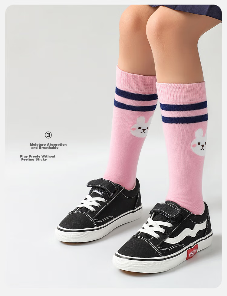 Bingxuemumian Children's Socks, Girls' Knee-High Socks, Spring Autumn Winter School Style Cotton Socks, Seamless Mid to Big Kids Versatile Calf Soccer Socks 12