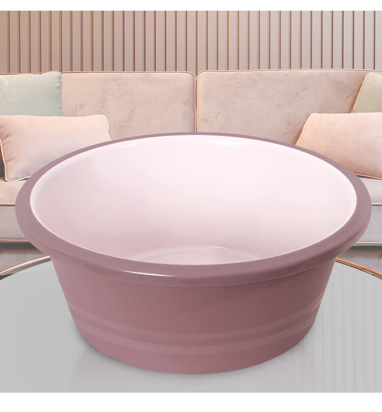 Fuaijia Extra Thick 38cm Washbasin, Laundry Basin, Foot Washing Basin, Vegetable Washing Basin, Student Basin, Foot Soaking Basin, Bucket, Pink, 1 Piece 4