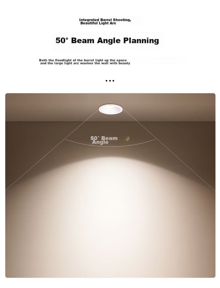 NVC LED Downlight, Living Room Background Wall Recessed, Washed Wall Small Hill Aluminum Material, 7W White Cup Warm White [Mingyue], Ra95 3