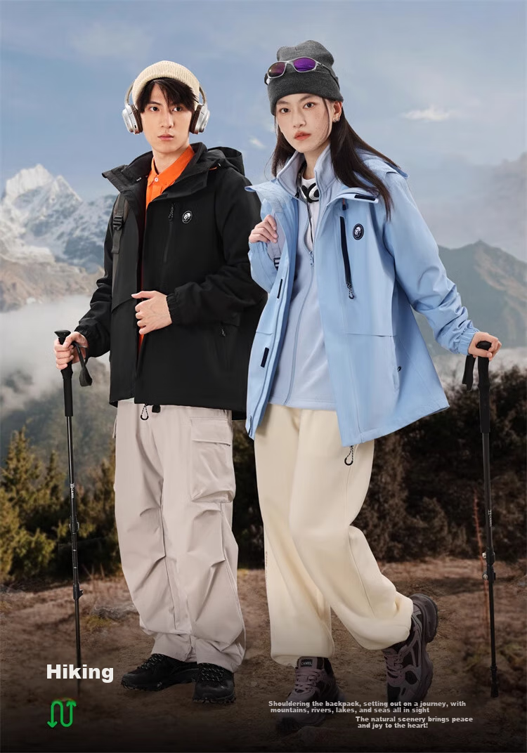 CAMEL Panda Three-In Outdoor Waterproof Windproof Jacket for Autumn And Winter, Unisex Hiking Mountaineering Coat 1641 26