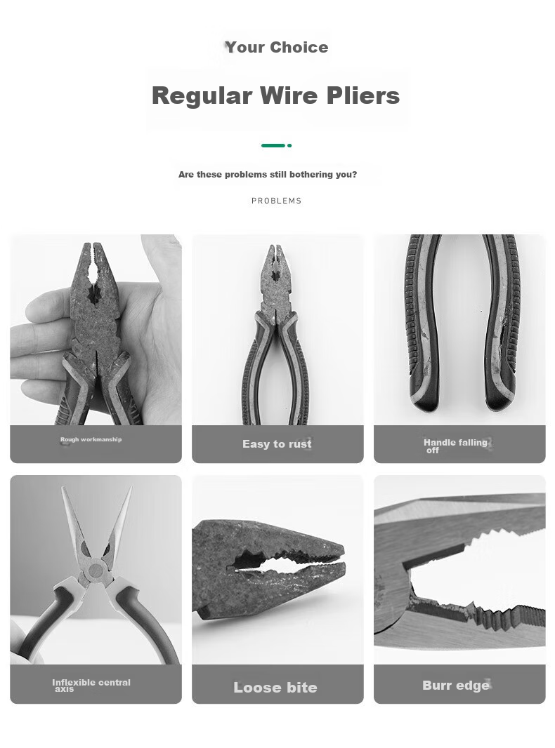 GREENER Needle-Nose Pliers, Electrician's Pliers, 8-Inch Household Pliers, Labor-Saving Industrial-Grade Multifunctional Wire Cutters, Line Snips, Wire Breaker 3