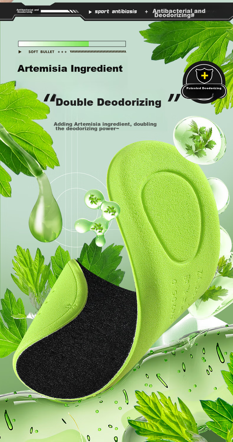 Nanjiren 2 Double Antibacterial Deodorizing Sports Insoles for Men And Women, Odor-Resistant Breathable Non-Stuffy Sweat-Absorbing Shock-Absorbing Soft Cushioning Long-Standing Comfortable Size 40 10