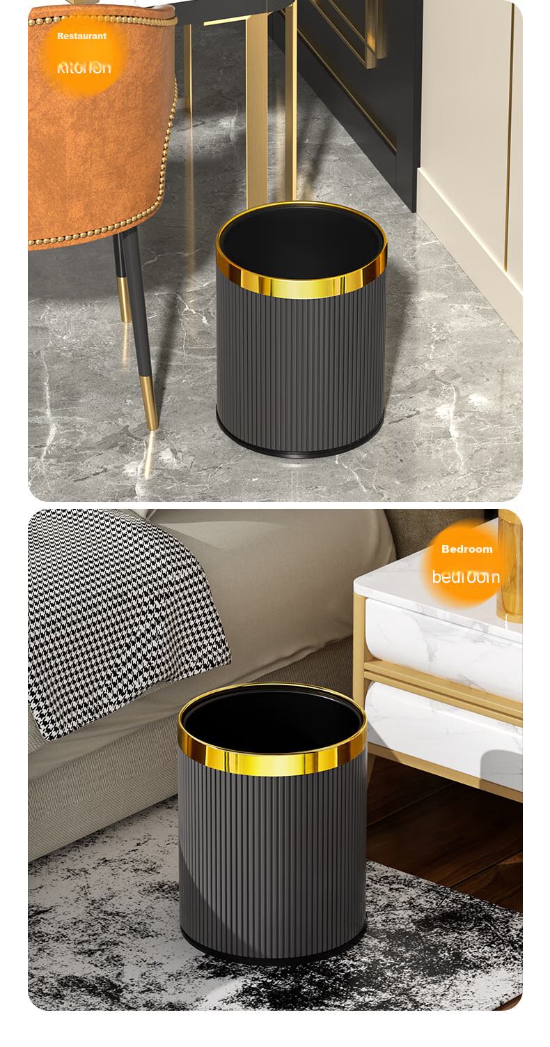 AKBK Italian Trash Can 12L Large Capacity Round Base Trash Can for Living Room, Bedroom, Kitchen, Luxury Hotel 2026 New Model 6
