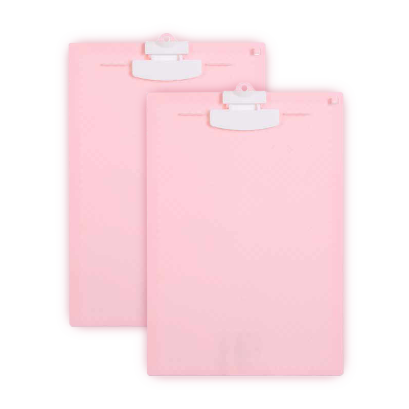 COMIX Writing Clipboard A4 Full Plastic Vertical Pink Single-Hand Open/Close with Built-In Pen Holder, Hanging, Graduated Scale, Lightweight Portable Meeting Clipboard, Essential for Back-To Season for Students