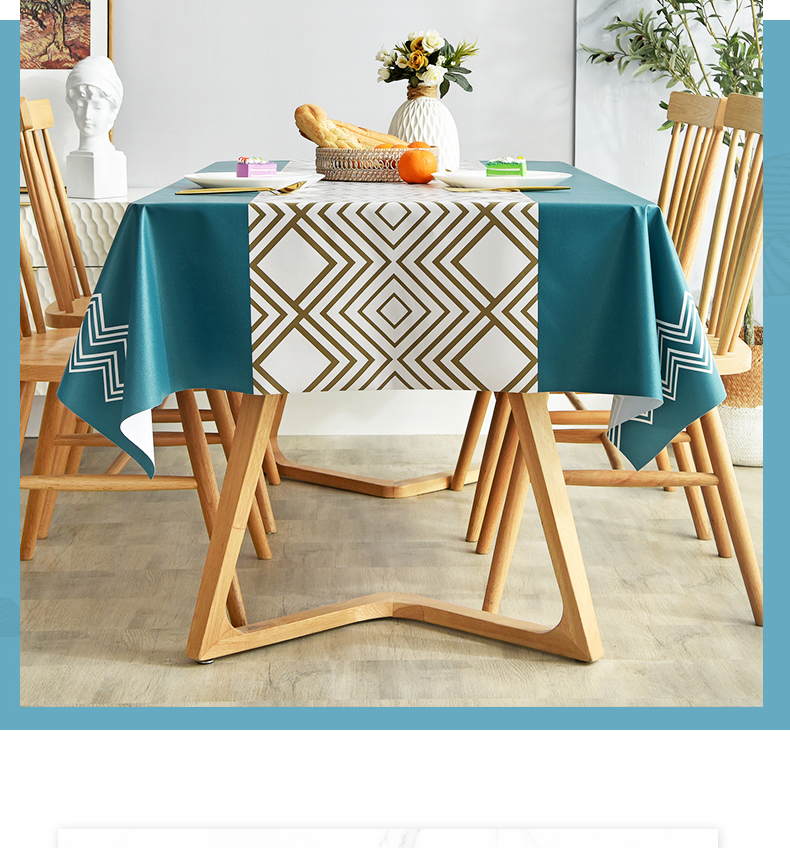 MOON TIME Tablecloth, Fabric Waterproof And Oil-Proof, Washable Dining Table Cover, Rectangular Table Mat for Restaurant, PVC Table Pad, Dining Mat, 140*180 7