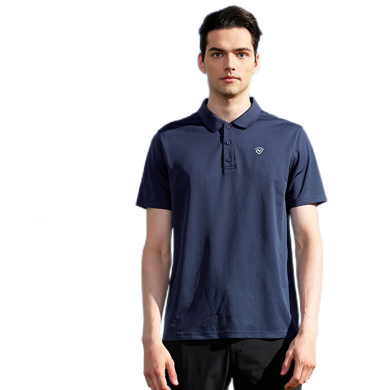NORTHLAND Spring And Summer Short-Sleeve Polo Shirt for Men, Outdoor Breathable Quick-Dry Collared T-Shirt, Pure Black, Size M (170cm)