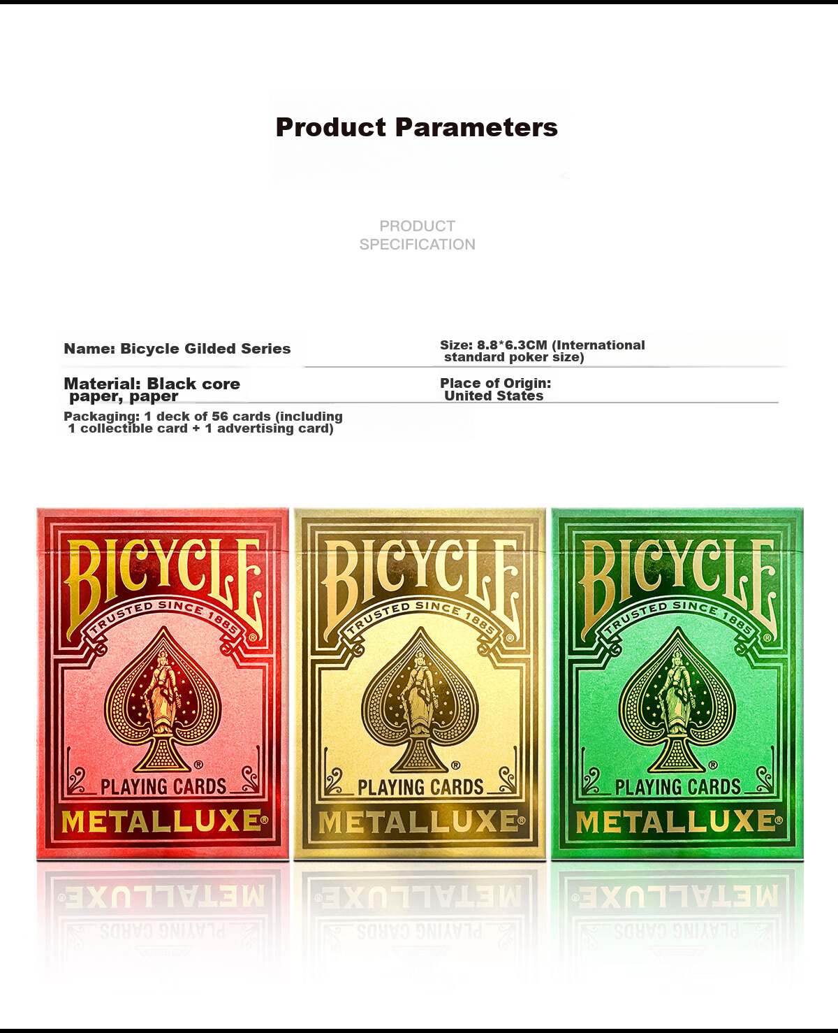 BICYCLE Playing Cards, High-End Luxury Gold-Stamped Cards, Ni Jin Series, Fairy Green, 1 Deck 11