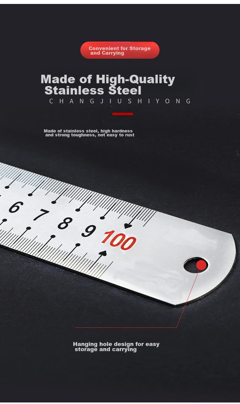 Tianshun Steel Straight Ruler, 50 Cm, Thickened Stainless Steel Ruler, for Woodworking, 0.1mm Precision, Measuring Tool 5