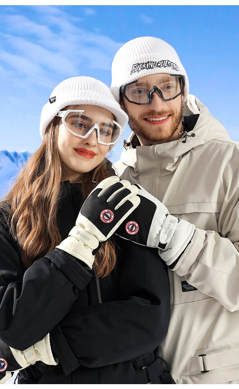 GRGN Gloves for Men And Women, Outdoor Winter Warm Cycling Windproof Fleece-Lined Thick Touchscreen Waterproof Cotton Ski Gloves for Winter 8