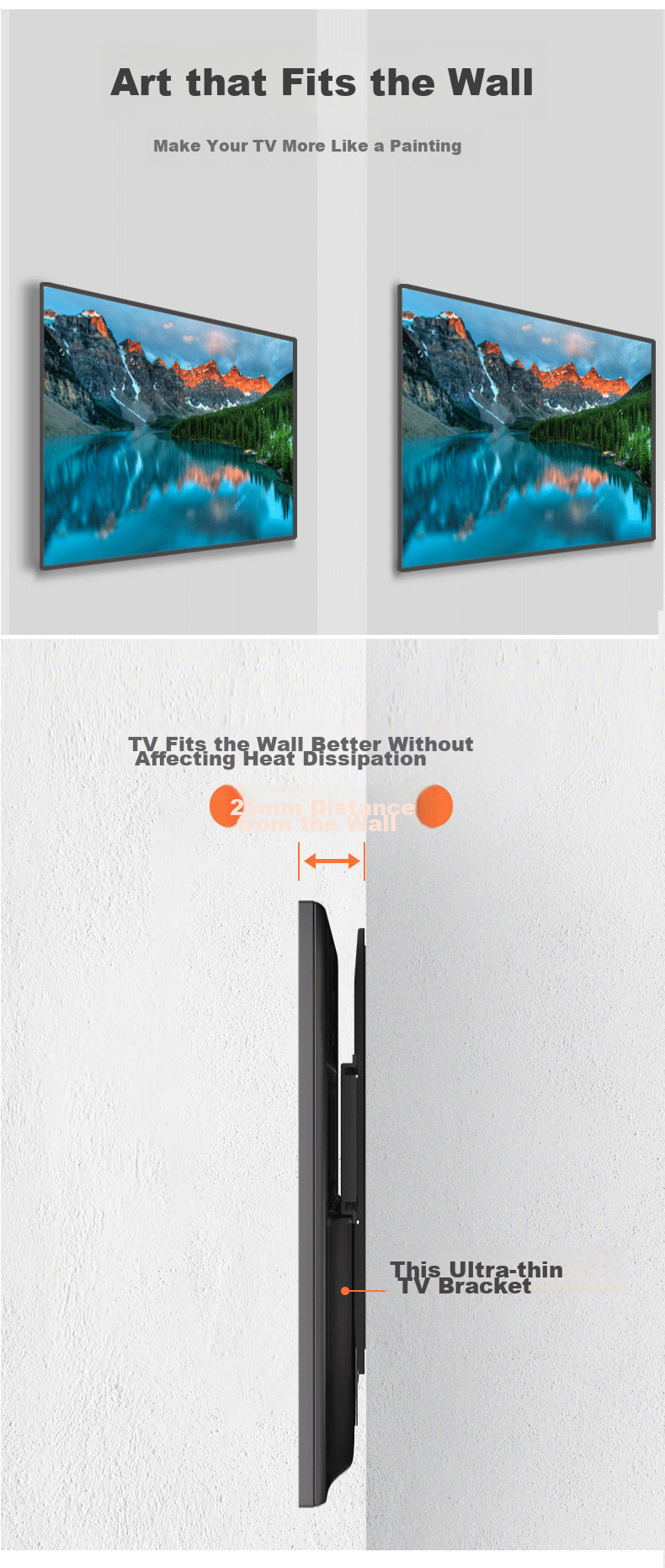 Yizhigu TV Wall Mount Bracket for Large And Thick Screens 75-120 Inches Compatible with Xiaomi, Hisense, Skyworth, Sony, Konka, TCL, Huawei Smart Screen Wall Mount 5