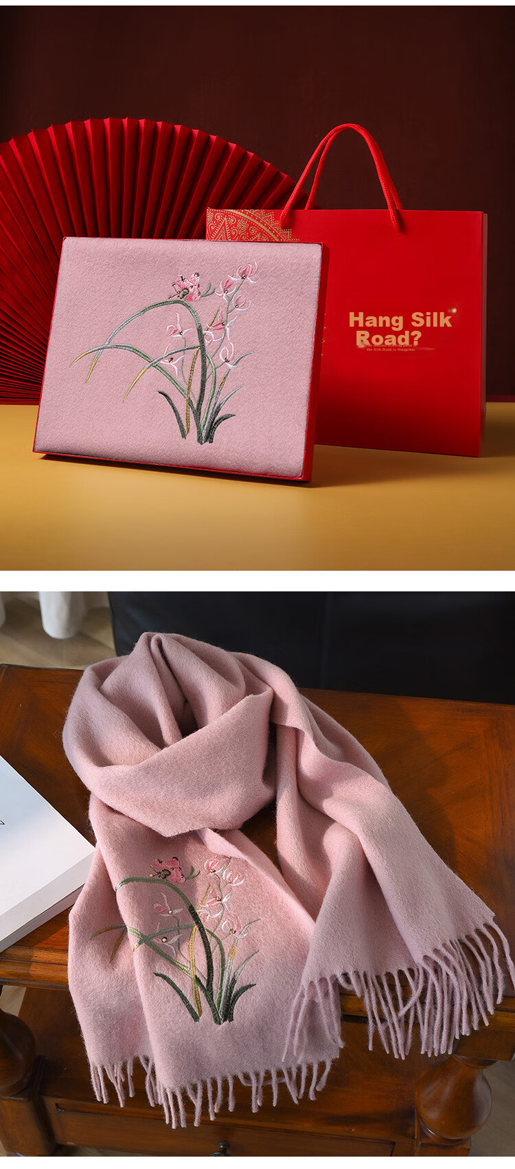 Hangsilu Pure Wool Scarf for Women, Embroidered Shawl, Elderly Neck Warmer, Mid-Autumn Festival Gift for Mom And Elders, High-End Birthday Present 21