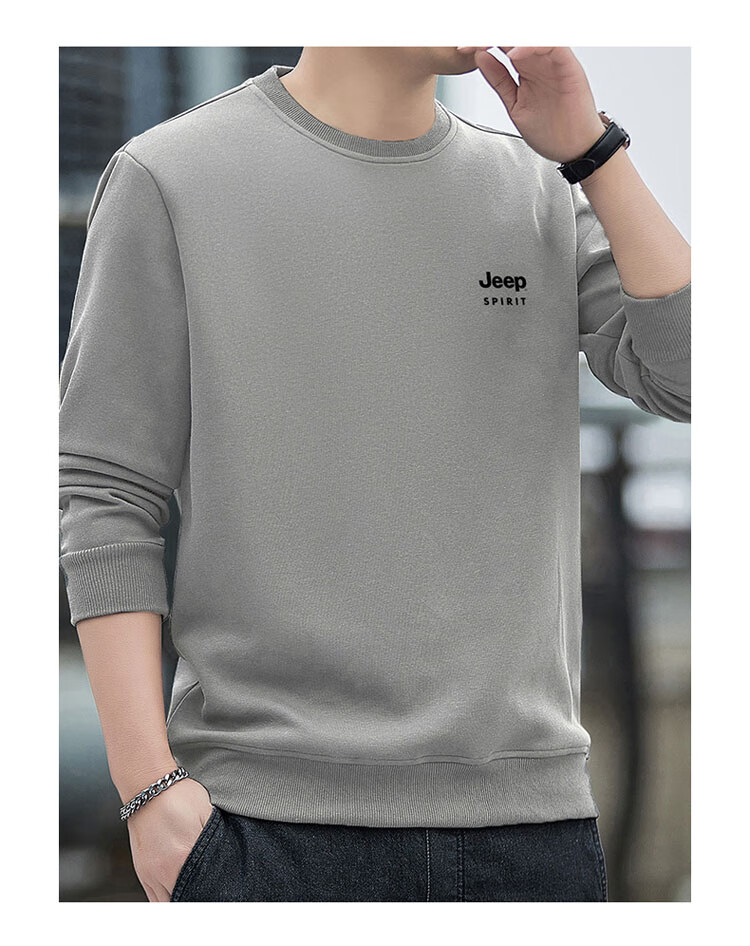 JEEP SPIRIT Men's Sweatshirt, Spring Top, Printed Undershirt, Loose Long-Sleeve T-Shirt, Navy Blue, 4XL 17
