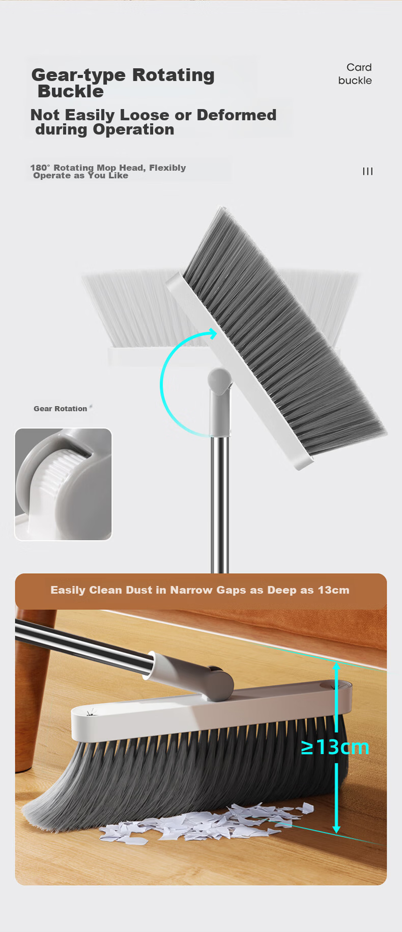 MARYYA Broom Set with Dustpan, Foldable for Home Use, Windproof Comb-Shaped Broom 3
