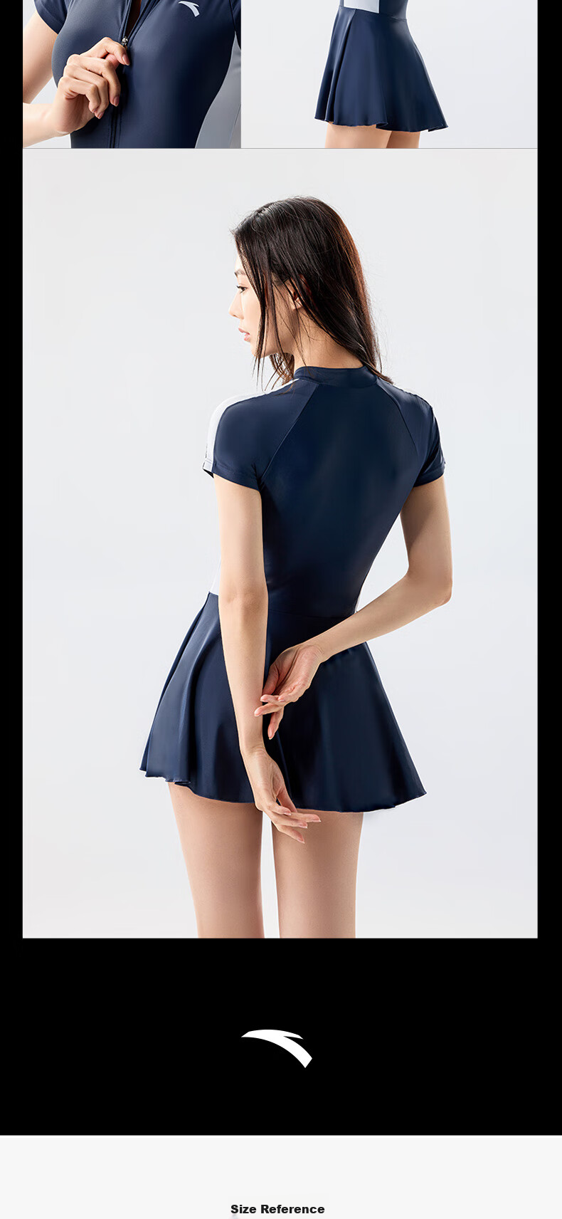 ANTA Slim Waist Swimsuit for Women, One-Piece Dress Style, Conservative Adult Swimwear, Slimming And Flattering, Elastic Swimming Costume, 2XL 9