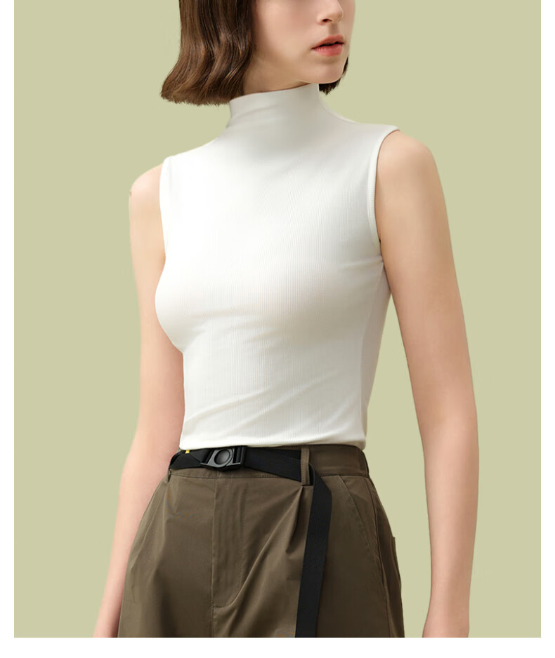 MONTAGUT Modal Cotton Camisole Tank Top for Women, Thin Inner Wear, Sleeveless Undershirt, Half-High Collar Top for Summer 6