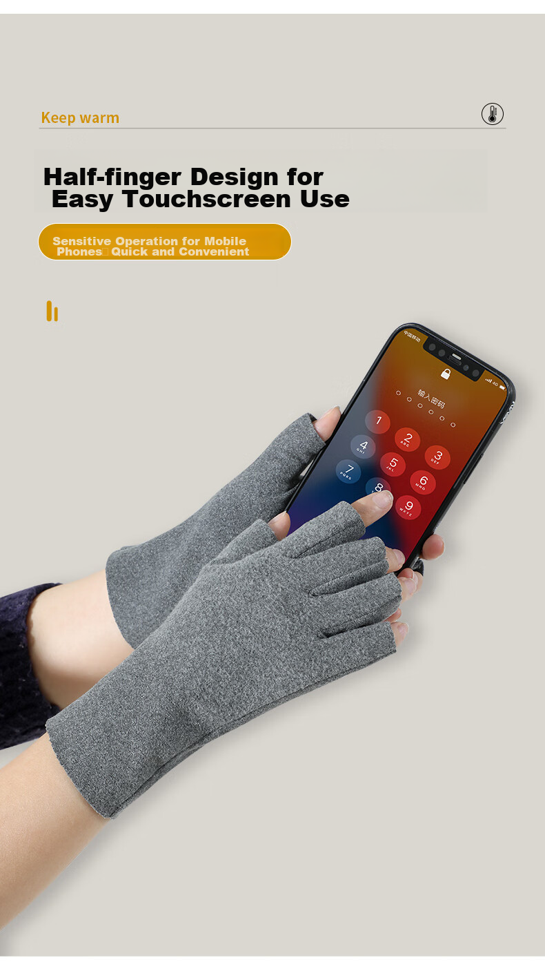 Nanjiren Women's Fingerless Gloves for Winter, Warm Driving Fleece-Lined Windproof Half-Finger Ladies Gloves N2E3X871812 Black 8