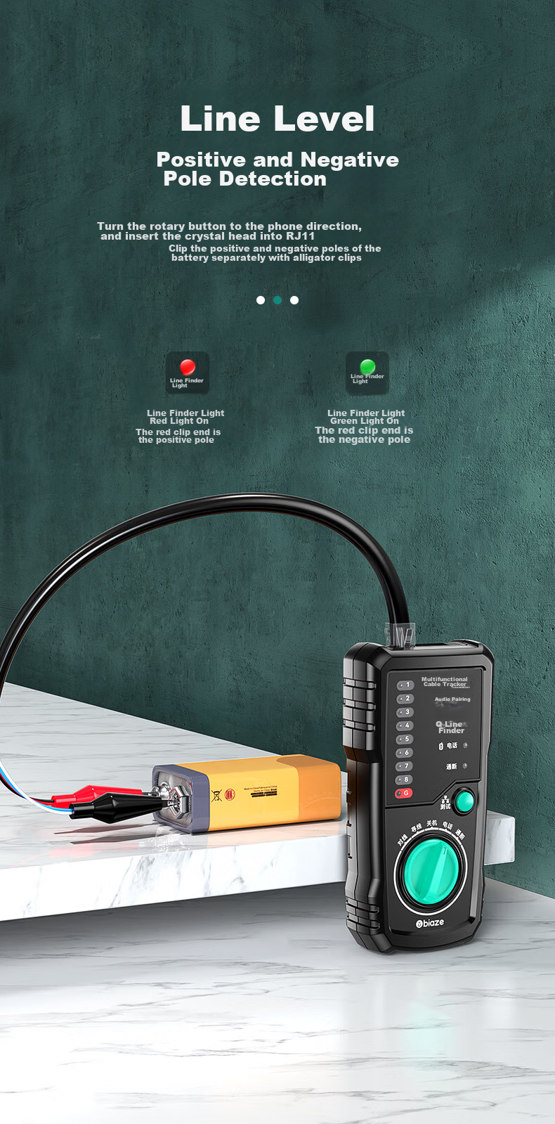 BIAZE Network Cable Tester, Multifunctional Wire Tracker for Ethernet And Telephone Cables, Line Finder Tool for Checking And Testing Cables, Anti-Interference 60V Voltage-Resistant POE Cable Detection Kit 14