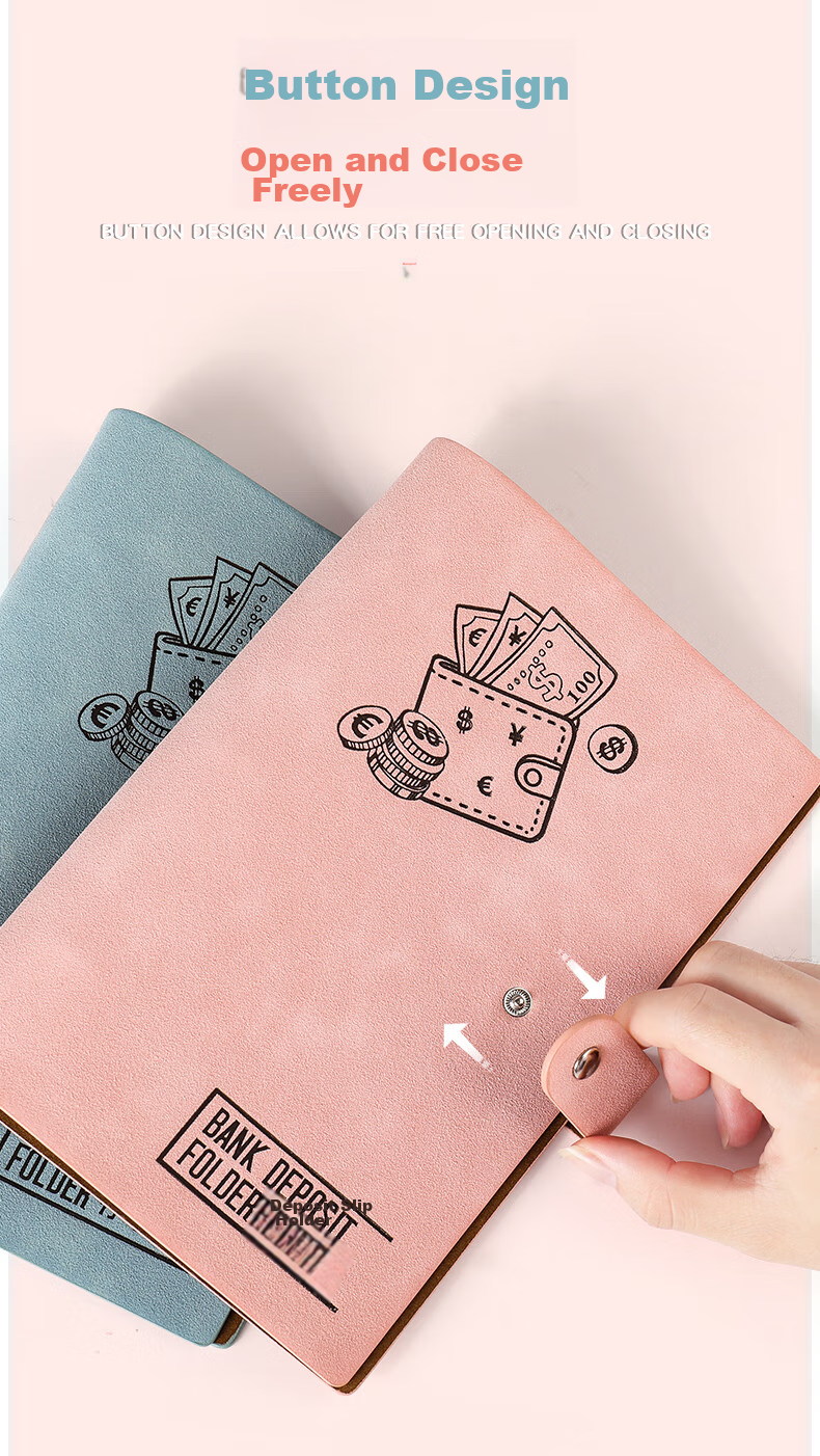 DiLe Multi-Functional Bill And Deposit Folder, Bank Savings Book, Bank Deposit Organizer, Loose-Leaf Bill Holder with Insert Pages for Checks And Receipts, 20 Inner Pages, Leather Version 70893, Smog Blue 6