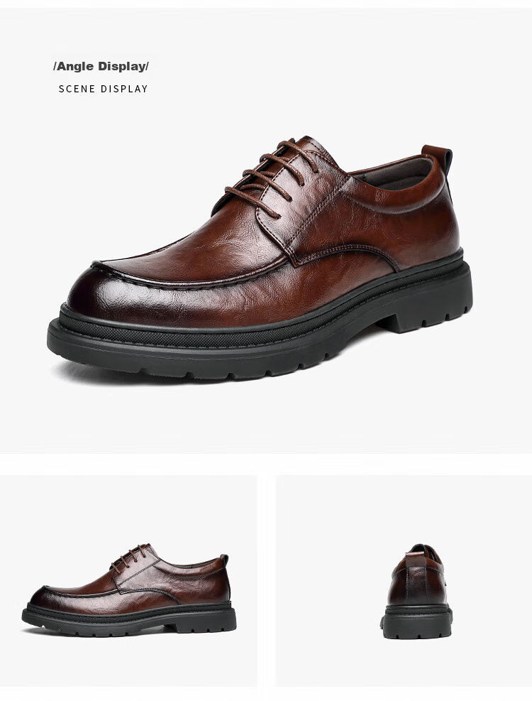 CARTELO British Men's Formal Leather Shoes, Breathable Classic Business Men's Shoes, Hand-Grain Low-Top Leather Shoes for Men, 9903 Black, Size 42 17