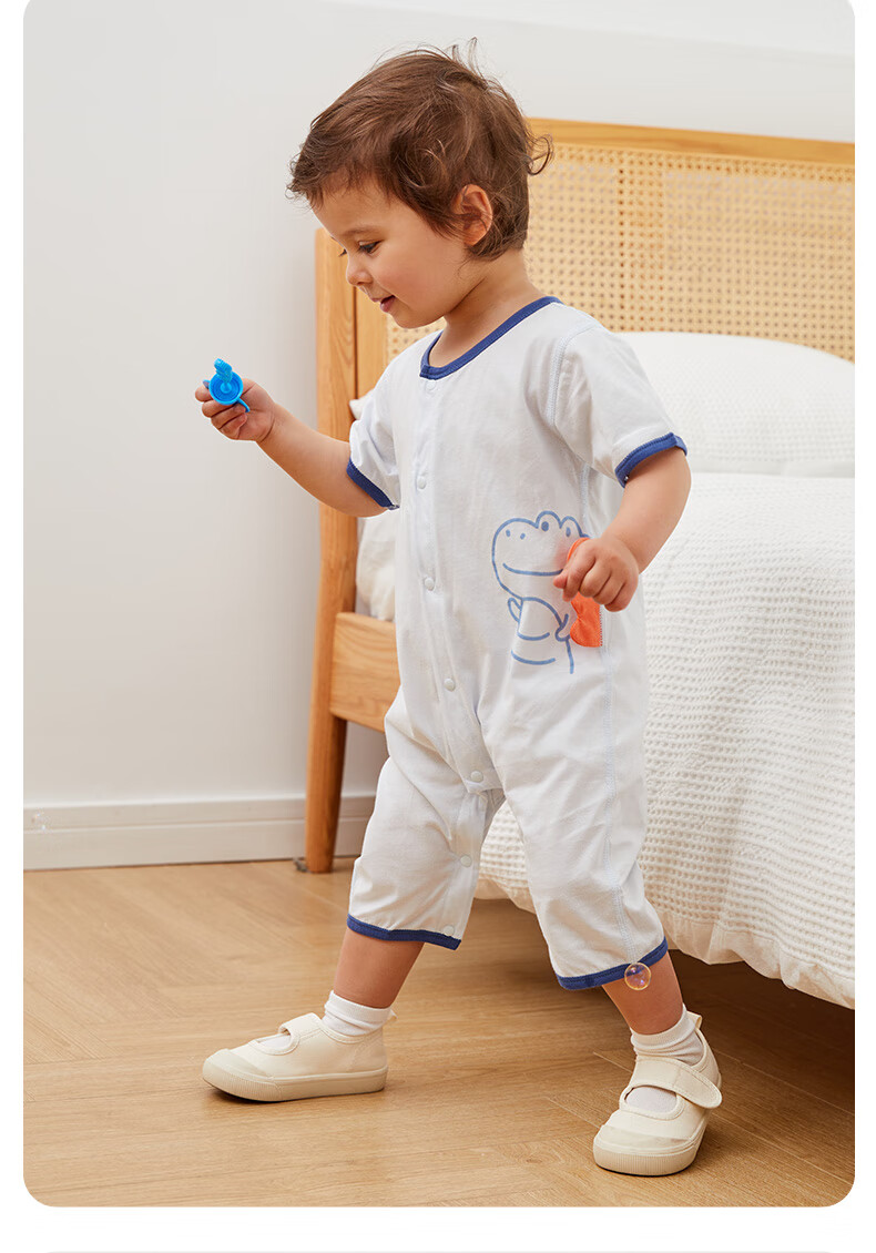 Shubeiyi Baby Clothes, Summer Newborn Onesie, Short-Sleeve Infant Romper, Cute Crawling Suit, Big Mouth Duck Jiang Huang, 73CM 8