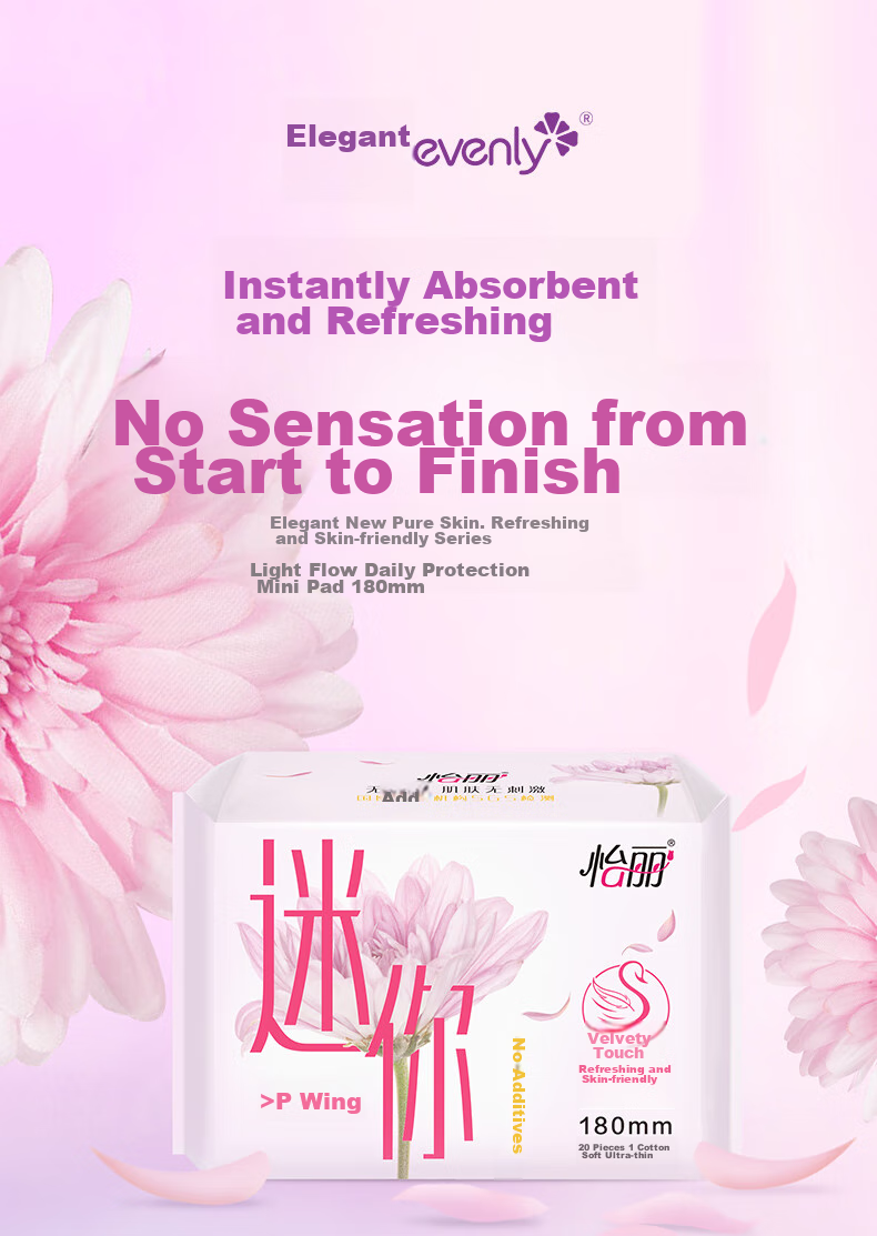 EVENLY Mini Sanitary Napkins Ultra-Thin Dry Breathable Straight Strip No Wing Daytime Pads 180mm 24 Pieces Sold by JD 1