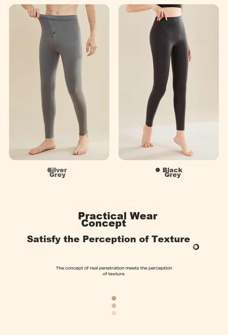 MiiOW Men's Thermal Underwear, Cashmere And Silk Antibacterial Heat-Generating Autumn Pants, Fleece-Lined Cold-Proof Couples' Underwear Cotton Pants 24