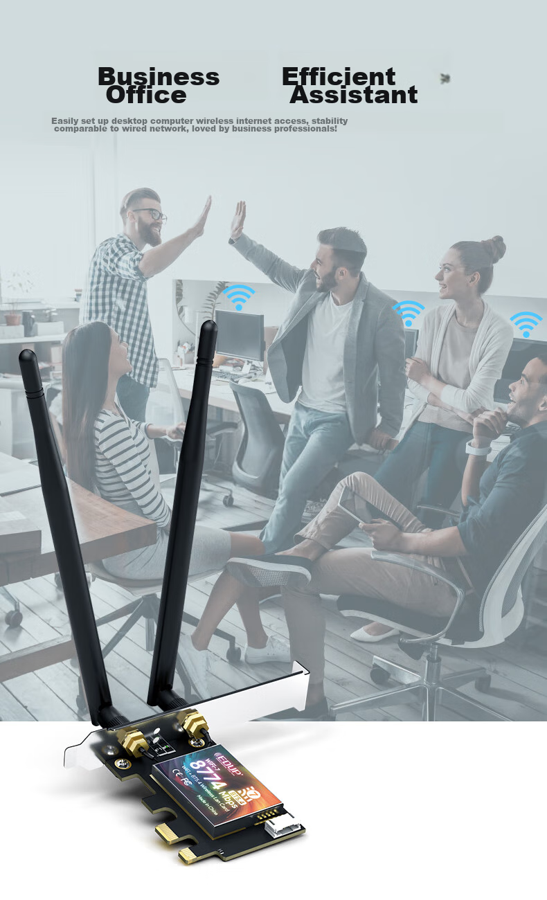 EDUP BE200 Gigabit Gaming WiFi 7 Wireless Network Card, 8774M Tri-Band Desktop Computer Internal PCIE Interface, Wireless Bluetooth 5.4 WiFi Receiver-BE9715 12