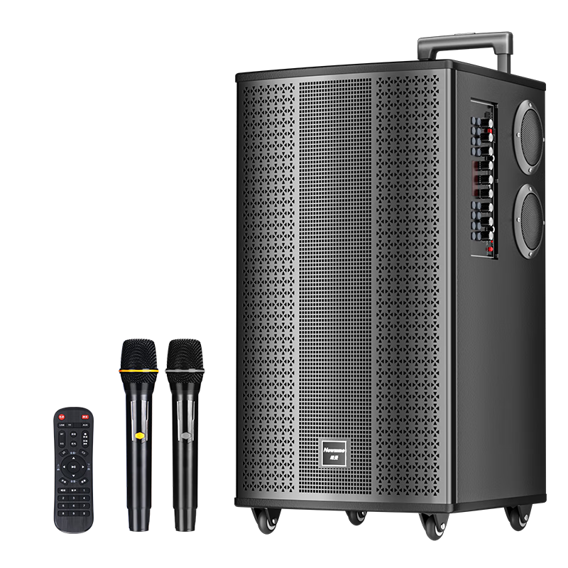 Newmine K33 12-Inch Square Dance Outdoor Bluetooth Trolley Speaker High Power Portable Electric Guitar Folk Musical Instrument Speaker Performance Karaoke Subwoofer Street Vendor Stall Loudspeaker Dual Microphone