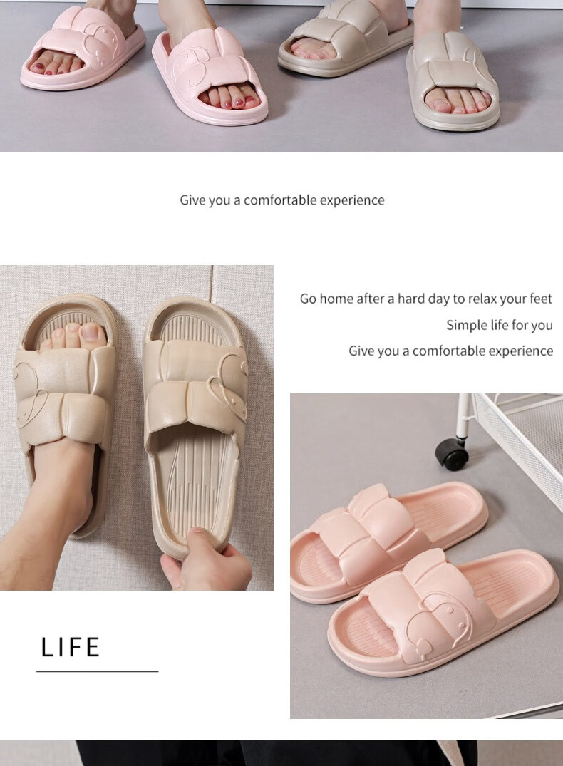 Huameijianbu Lightweight Thick-Soled Slippers, Soft And Bouncy, Comfortable Indoor/outdoor Non-Slip Sandals HM2207 White 40-41 6
