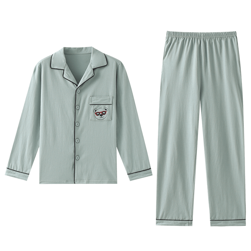 Hodo Children's Sleepwear Spring and Autumn 100% Cotton Antibacterial Breathable Long Sleeve Boys A-Class Junior High School Homewear Set